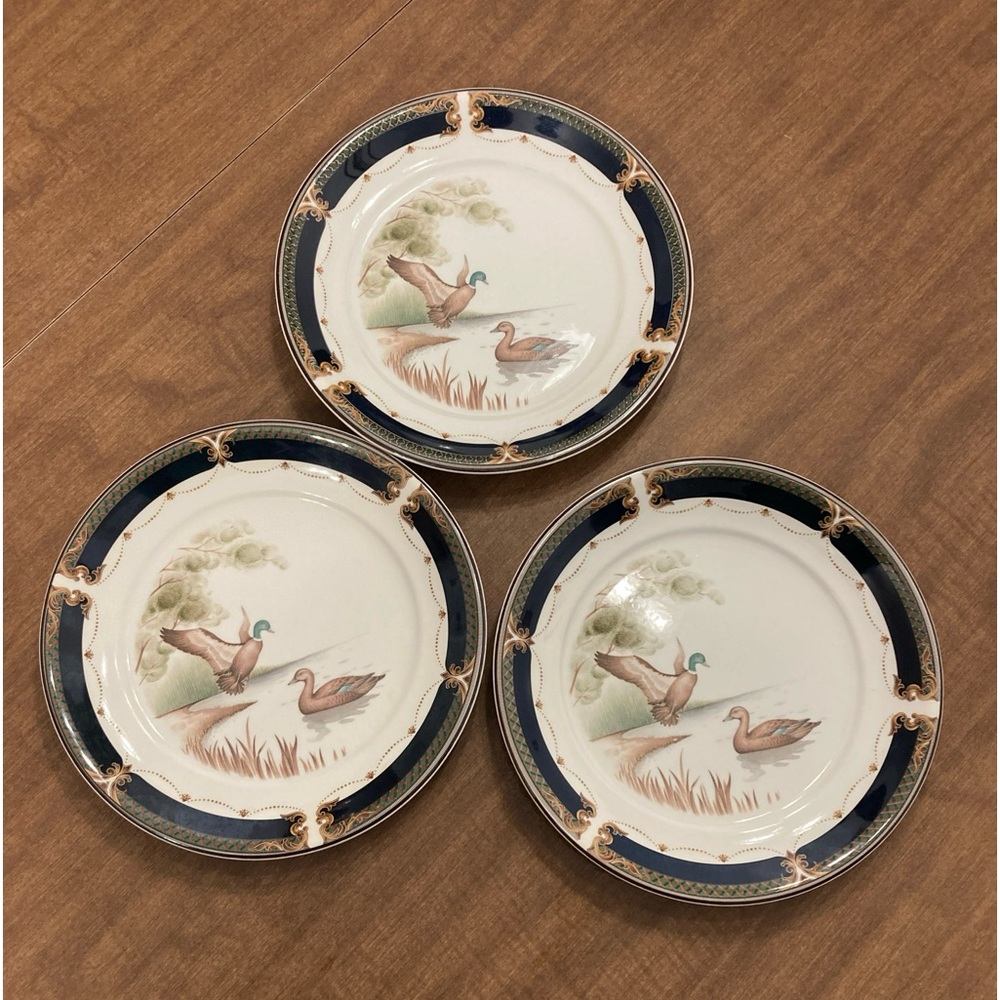 Noritake Tranquil Glen Ducks Salad Plate 8 1/4" 9188 - Lot Of 3
